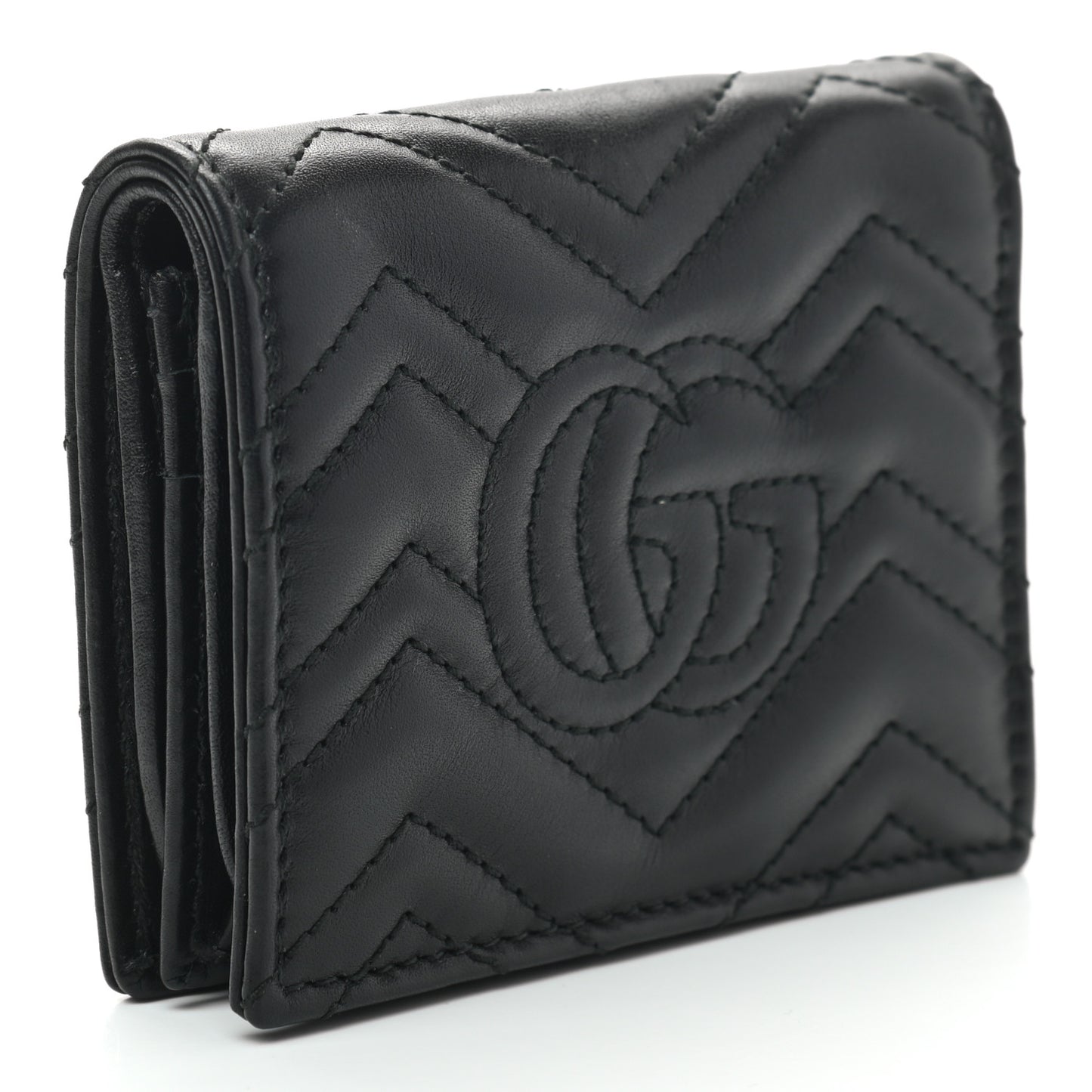 Calfskin Matelasse GG Marmont Card Case Black