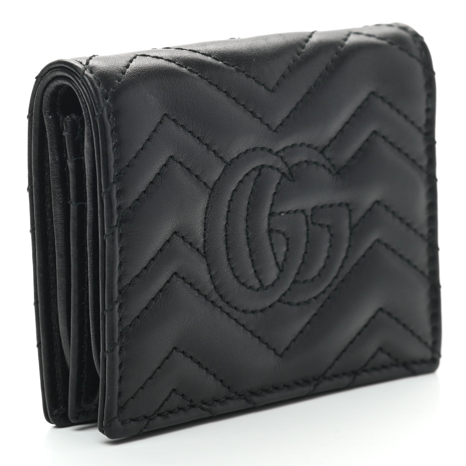 Gucci Calfskin Matelasse GG Marmont Card Case Black 3 of 7