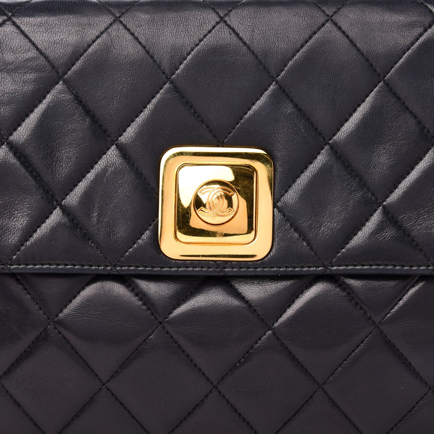 Chanel Lambskin Quilted Push Lock Flap Bag Black 11 of 11
