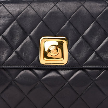 Chanel Lambskin Quilted Push Lock Flap Bag Black 11 of 11