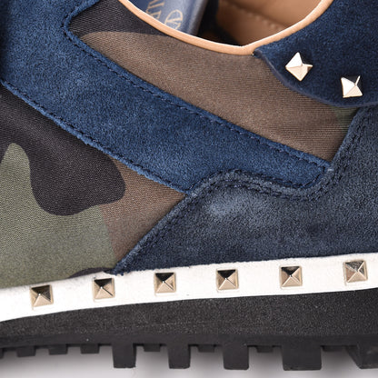 Valentino Garavani Suede Nylon Camouflage Womens Soul Rockstud Sneakers 41 Navy 13 of 19