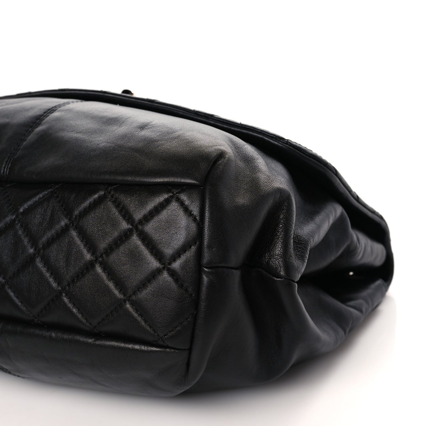 Calfskin Quilted Large Trianon Messenger Flap Black