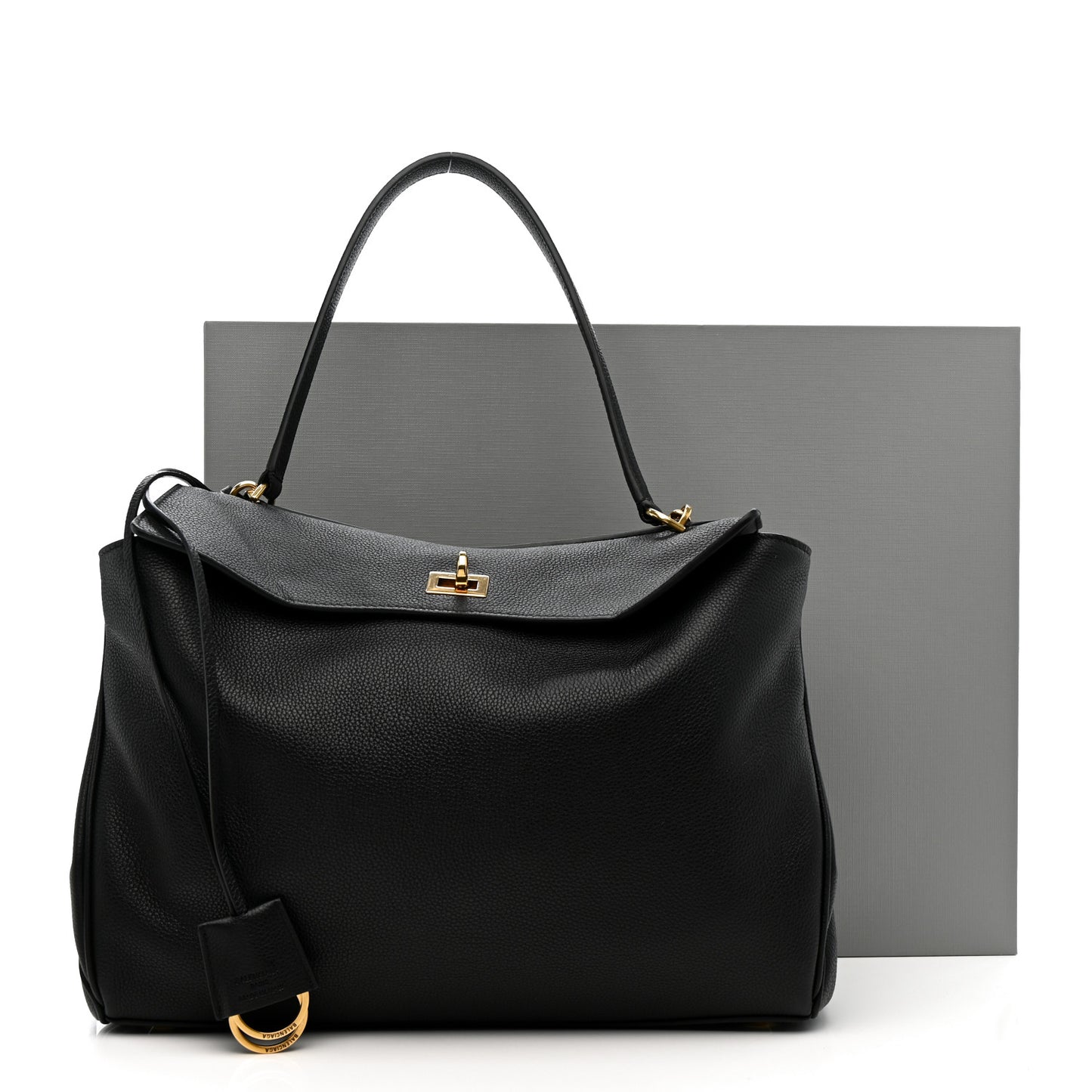 Grained Calfskin Medium Rodeo Top Handle Handbag Black