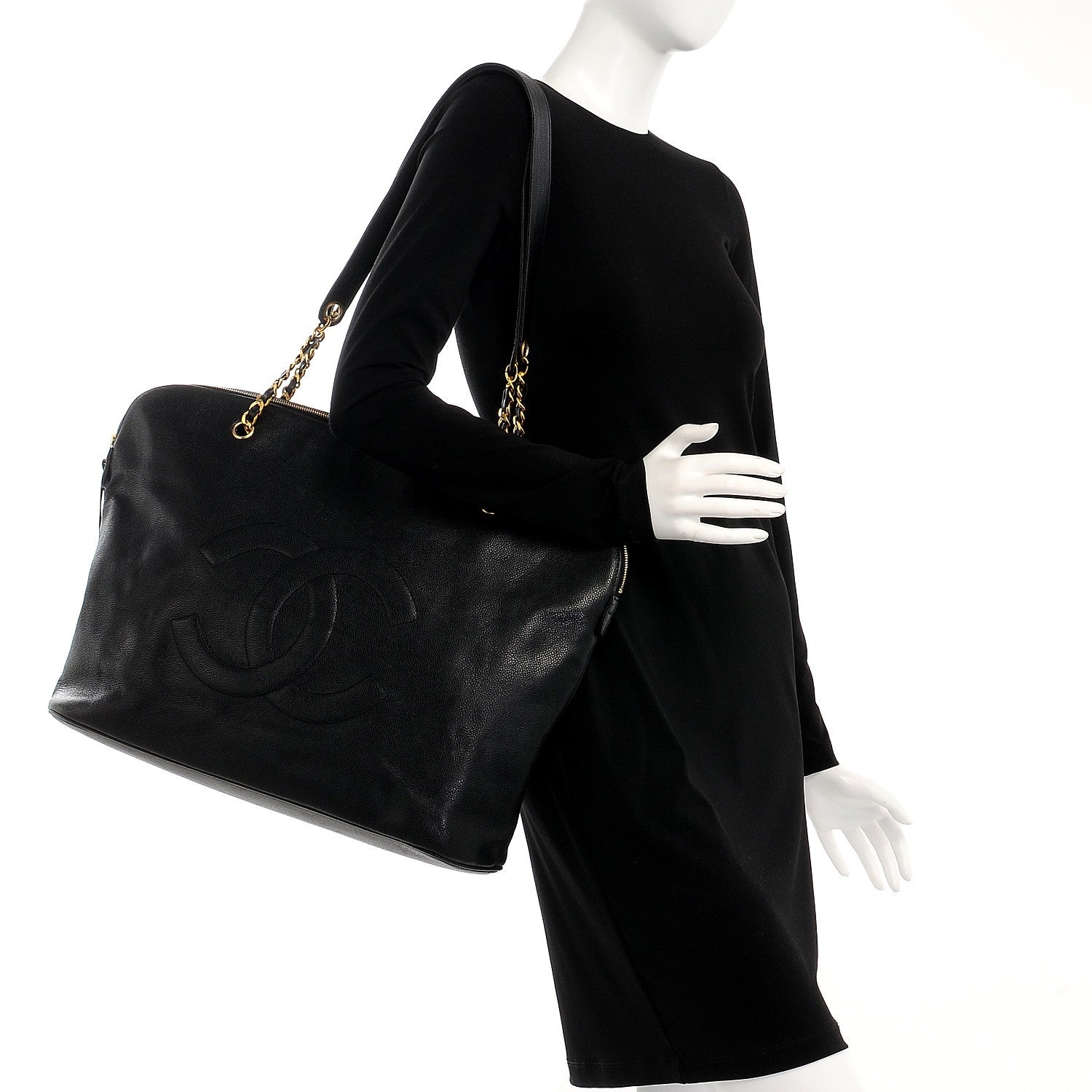 Chanel Caviar Large CC Shoulder Bag Black 2 of 8