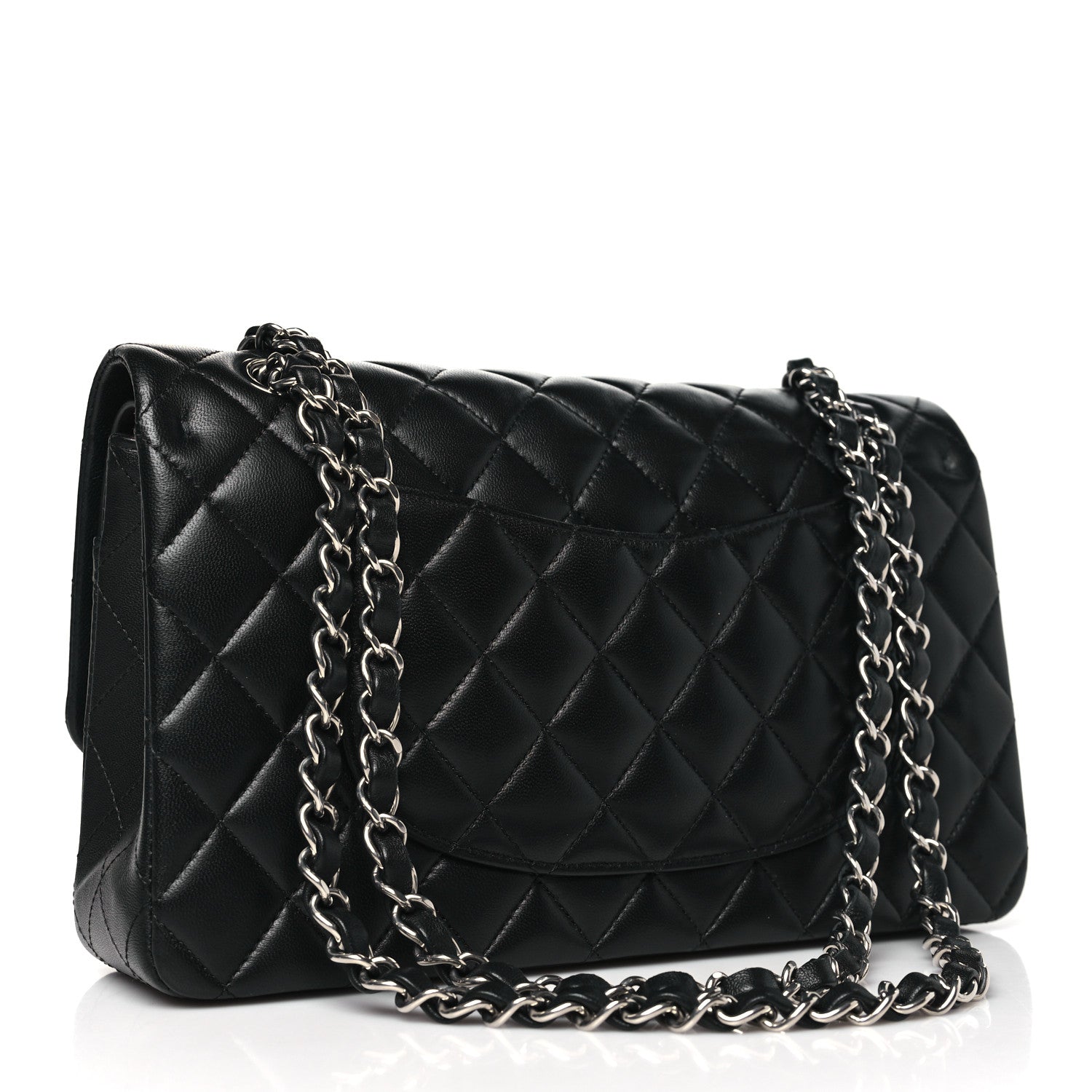 Chanel Lambskin Quilted Medium Double Flap Black Pink 3 of 10