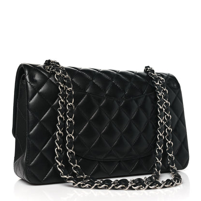 Chanel Lambskin Quilted Medium Double Flap Black Pink 3 of 10