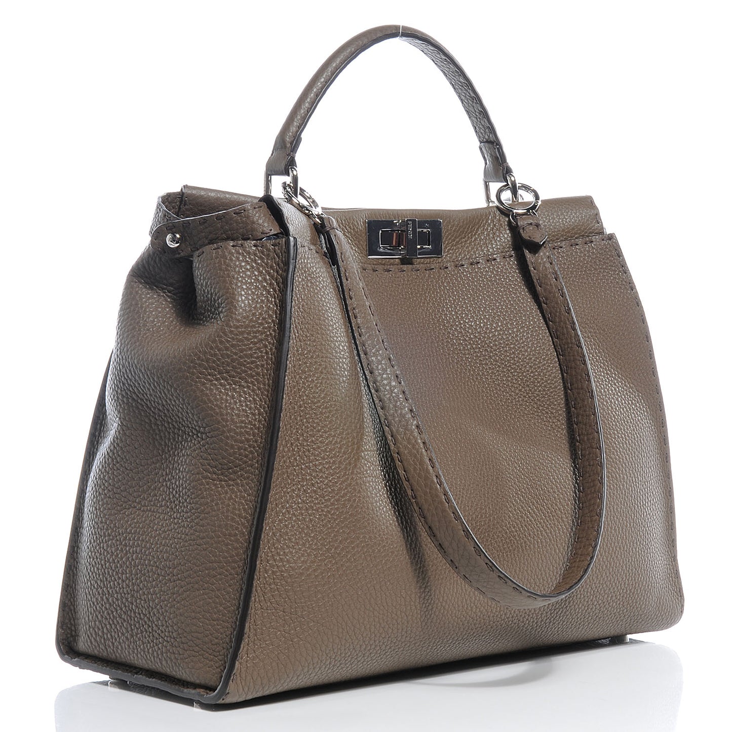 Cuoio Romano Selleria Bi-Color Large Peekaboo Iconic Satchel Taupe