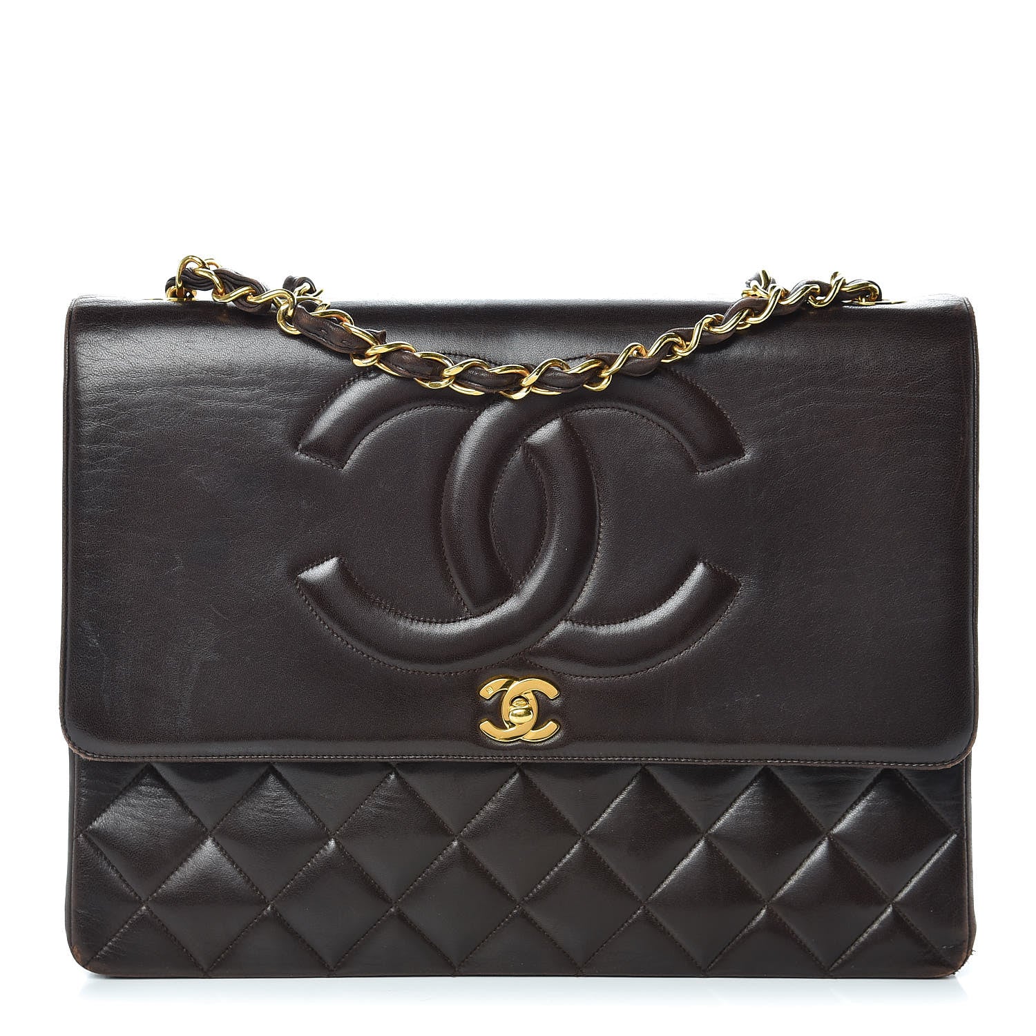 Chanel Lambskin XL Jumbo CC Single Flap Brown 1 of 26