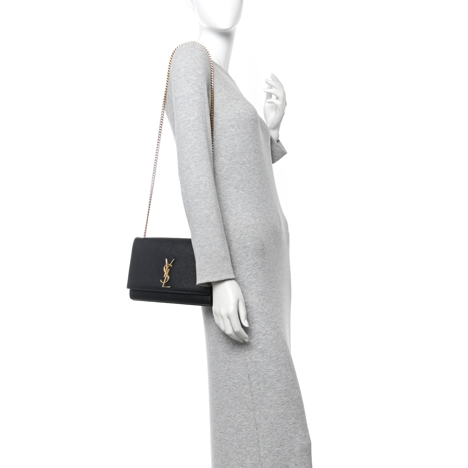 Saint Laurent Grain De Poudre Medium Classic Monogram Kate Satchel Black 2 of 9