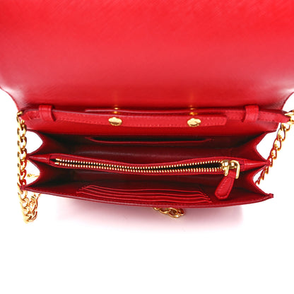 Prada Saffiano Lux Chain Wallet Fuoco 6 of 11