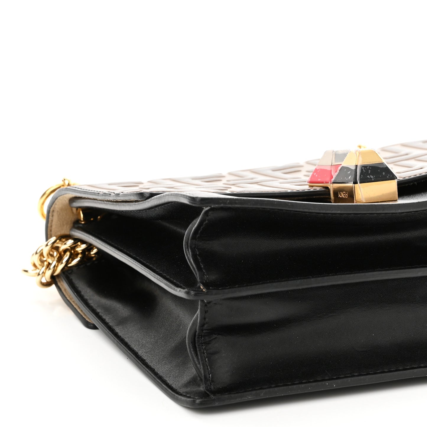 Vitello Liberty Bi-Color FF 1974 Embossed Small Kan I Shoulder Bag Black Maya