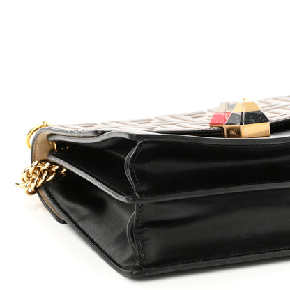 Fendi Vitello Liberty Bi-Color FF 1974 Embossed Small Kan I Shoulder Bag Black Maya 9 of 10