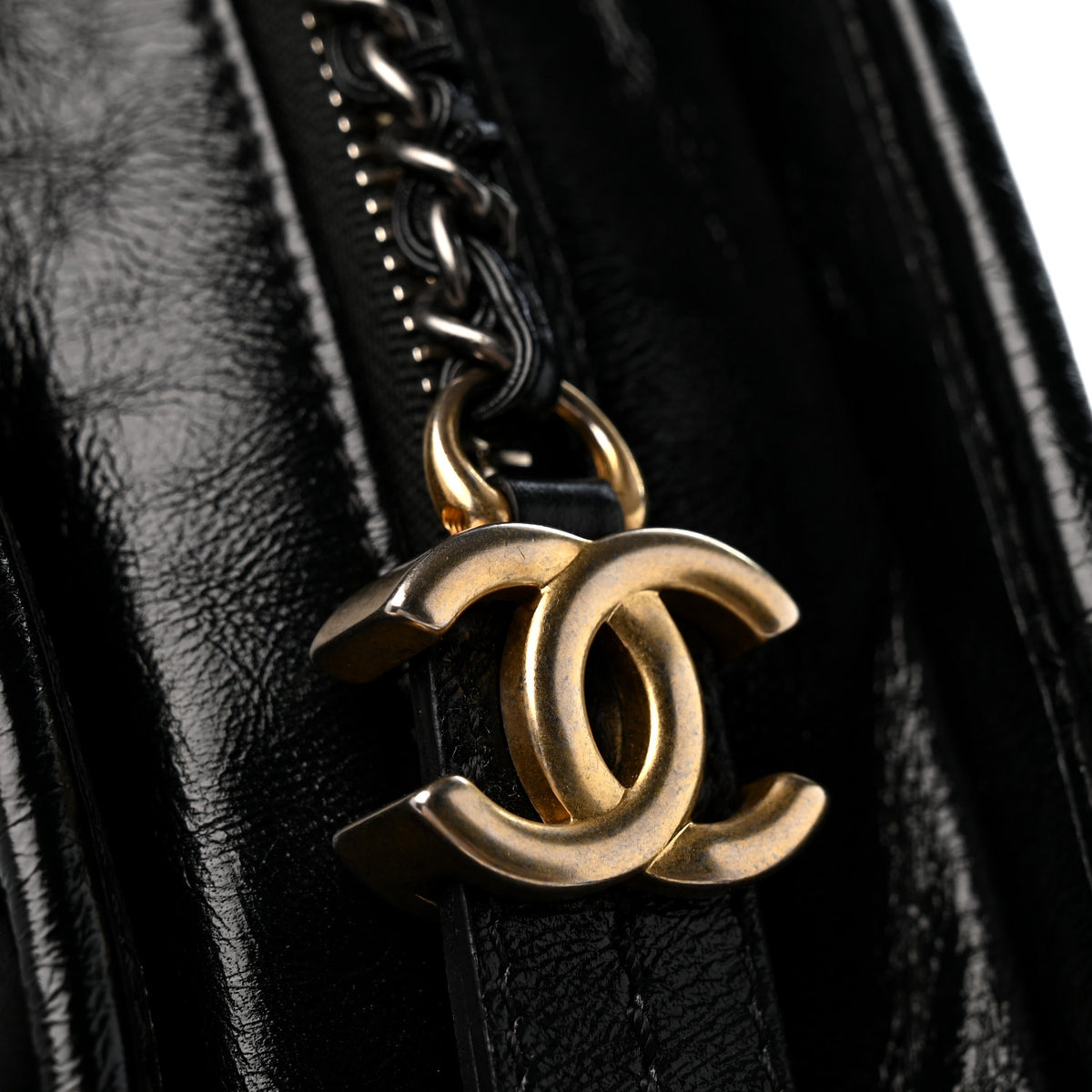 Chanel Tweed Calfskin Quilted Small Gabrielle Hobo Black Gold 12 of 14