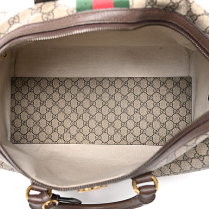 Gucci GG Supreme Monogram Textured Dollar Calfskin Web Medium Ophidia Carry-On Duffle Bag Beige Ebony New Acero 4 of 9