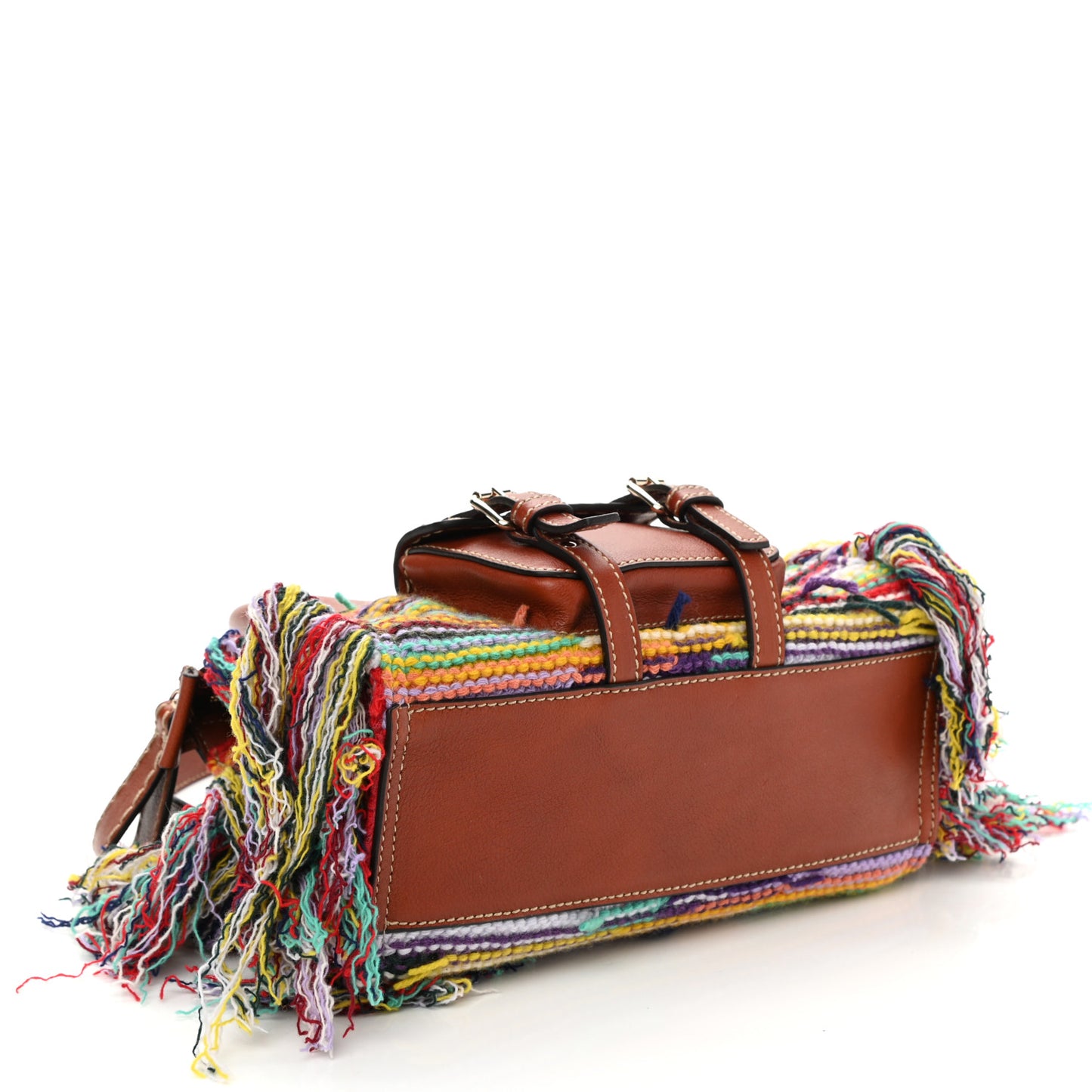 Calfskin Cashmere Knit Fringe Mini Edith Tote Multicolor