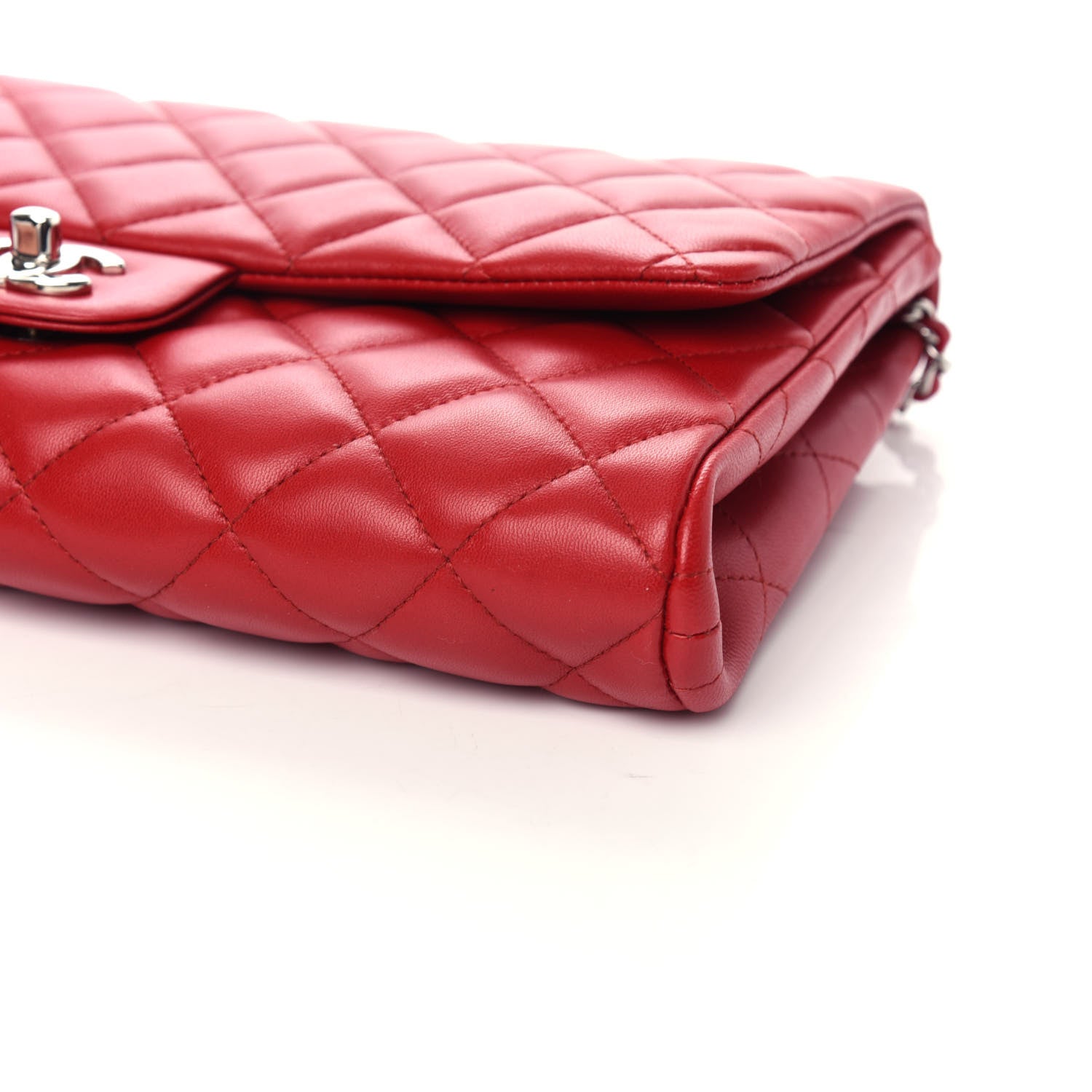Chanel Lambskin Quilted Clutch With Chain Flap Red 9 of 10
