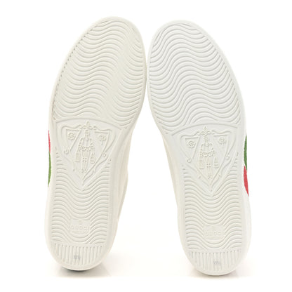 Gucci Calfskin Interlocking G Mens New Ace Sneakers 10.5 White Red Flame Green 6 of 10