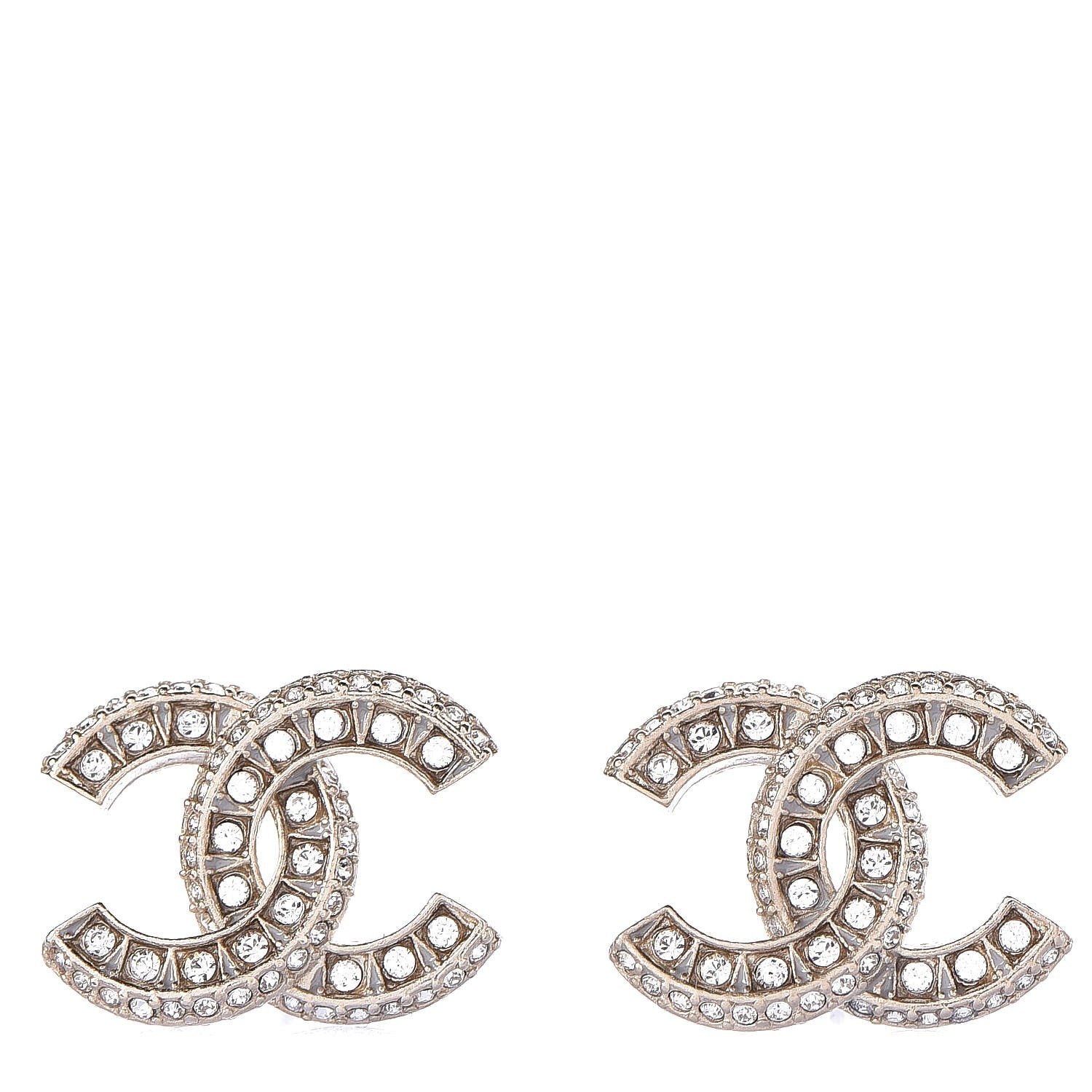 Chanel Crystal CC Earrings Gold 1 of 5