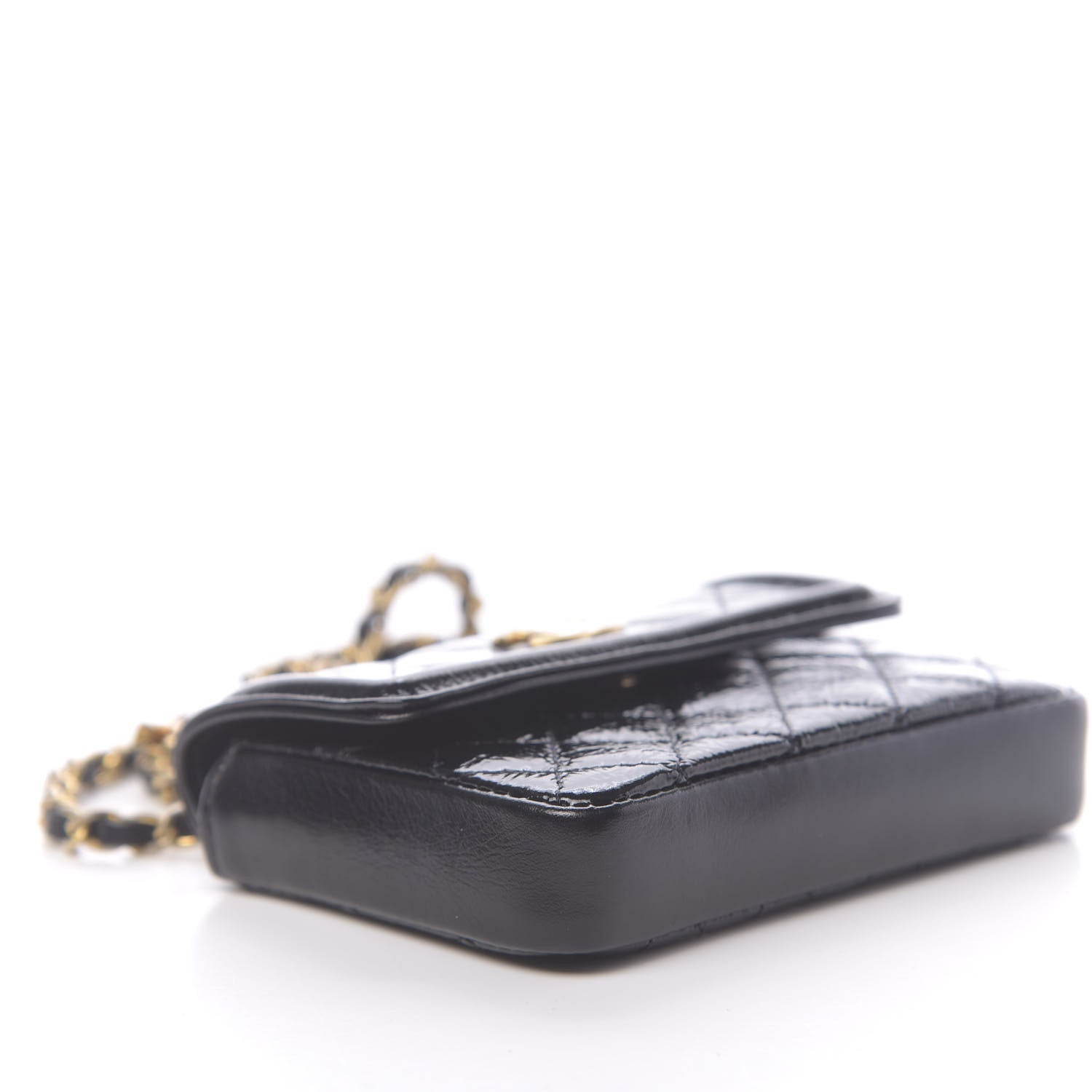 Chanel Shiny Aged Calfskin Quilted Waist Belt Bag Black 10 of 12