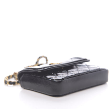 Chanel Shiny Aged Calfskin Quilted Waist Belt Bag Black 10 of 12