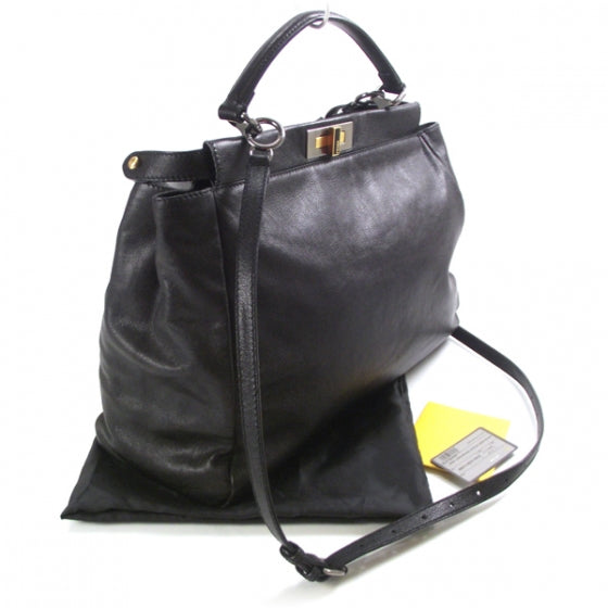 Fendi Goatskin Large Peekaboo Iconic Satchel Black 3 of 12
