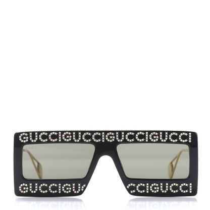 Gucci Acetate Crystal Mask-Frame Sunglasses GG0431S Black 2 of 8