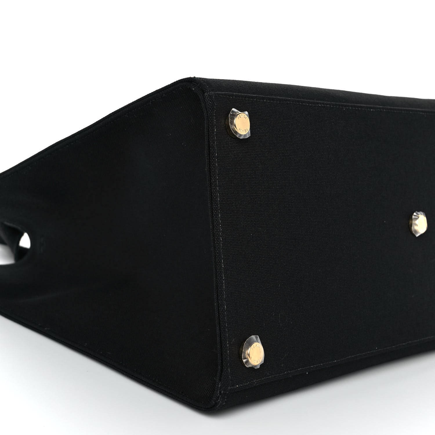 Fendi X VERSACE Cotton Canvas Cuoio Romano Fendace Logo Embroidered Signature Shopping Tote Black Gold 4 of 7