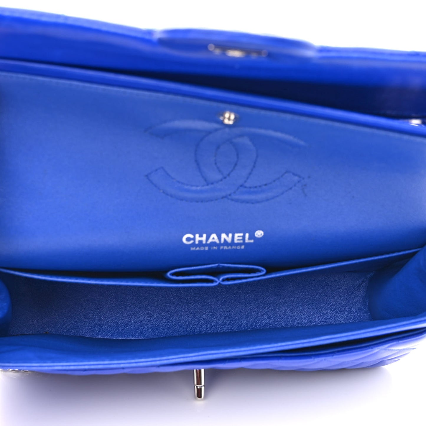 Lambskin Quilted Medium Double Flap Blue