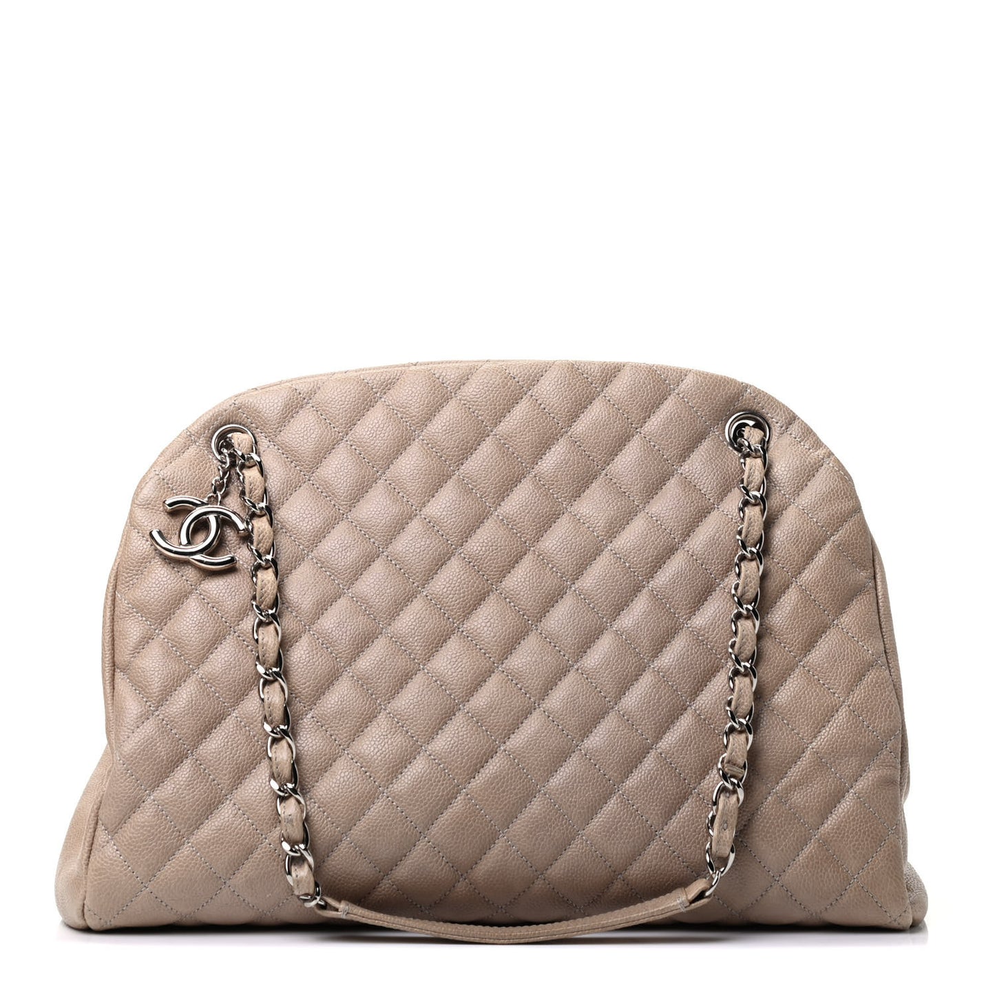 Caviar Quilted Large Just Mademoiselle Bowling Bag Grey