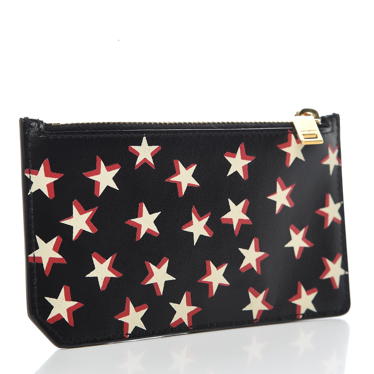Saint Laurent Calfskin Star Print 5 Fragments Zip Pouch Card Holder Black 3 of 7