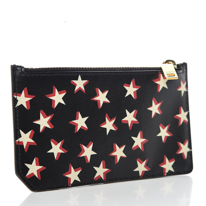 Saint Laurent Calfskin Star Print 5 Fragments Zip Pouch Card Holder Black 3 of 7