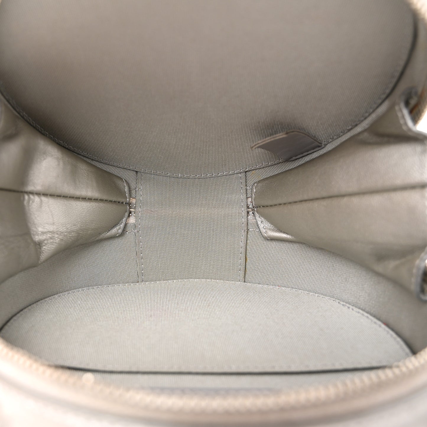 Metallic Glazed Calfskin Round As Earth Evening Bag Silver