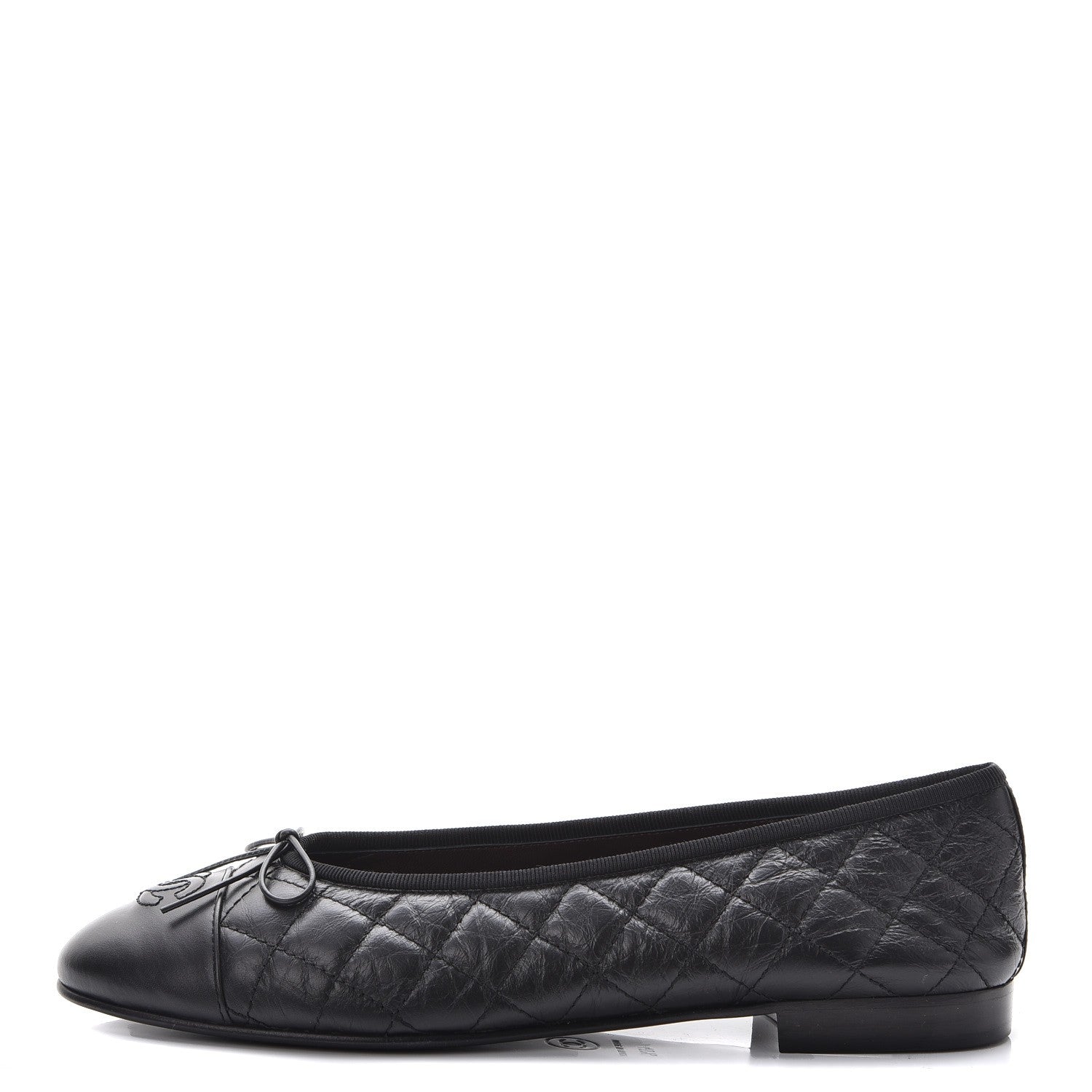 Chanel Aged Calfskin Quilted Cap Toe Ballerina Flats 40.5 Black 1 of 9