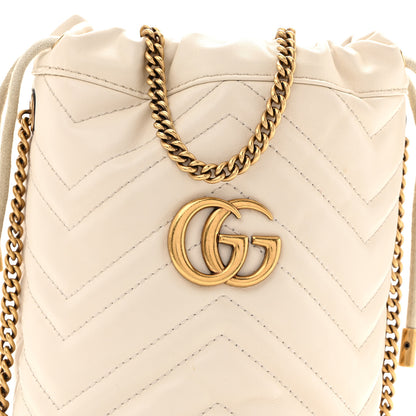 Gucci Calfskin Matelasse Mini GG Marmont 2.0 Bucket Bag White 8 of 14