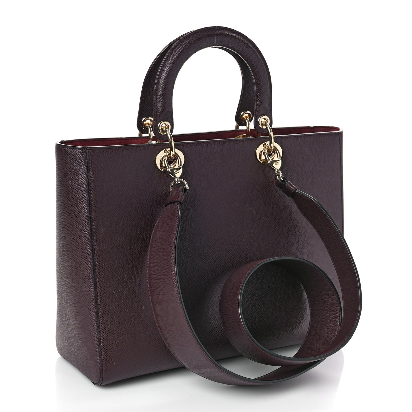 Grained Calfskin Large Lady Dior Burgundy