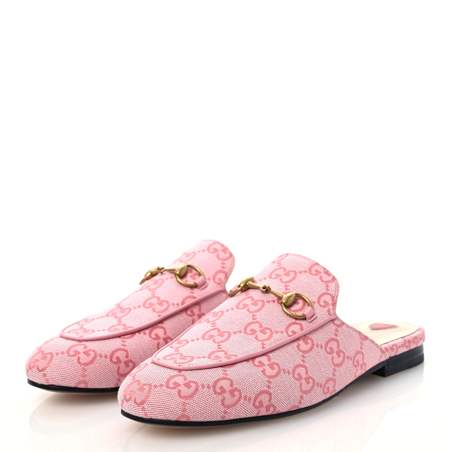 Canvas GG Monogram Nappa Womens Princetown Slippers 37 Cotton Candy Dark Cotton Candy Wild Rose