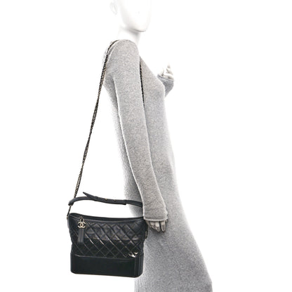 Chanel Patent Goatskin Quilted Medium Gabrielle Hobo Black 2 of 10