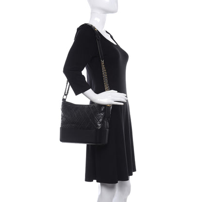 Chanel Aged Calfskin Quilted Medium Gabrielle Hobo Black 2 of 9