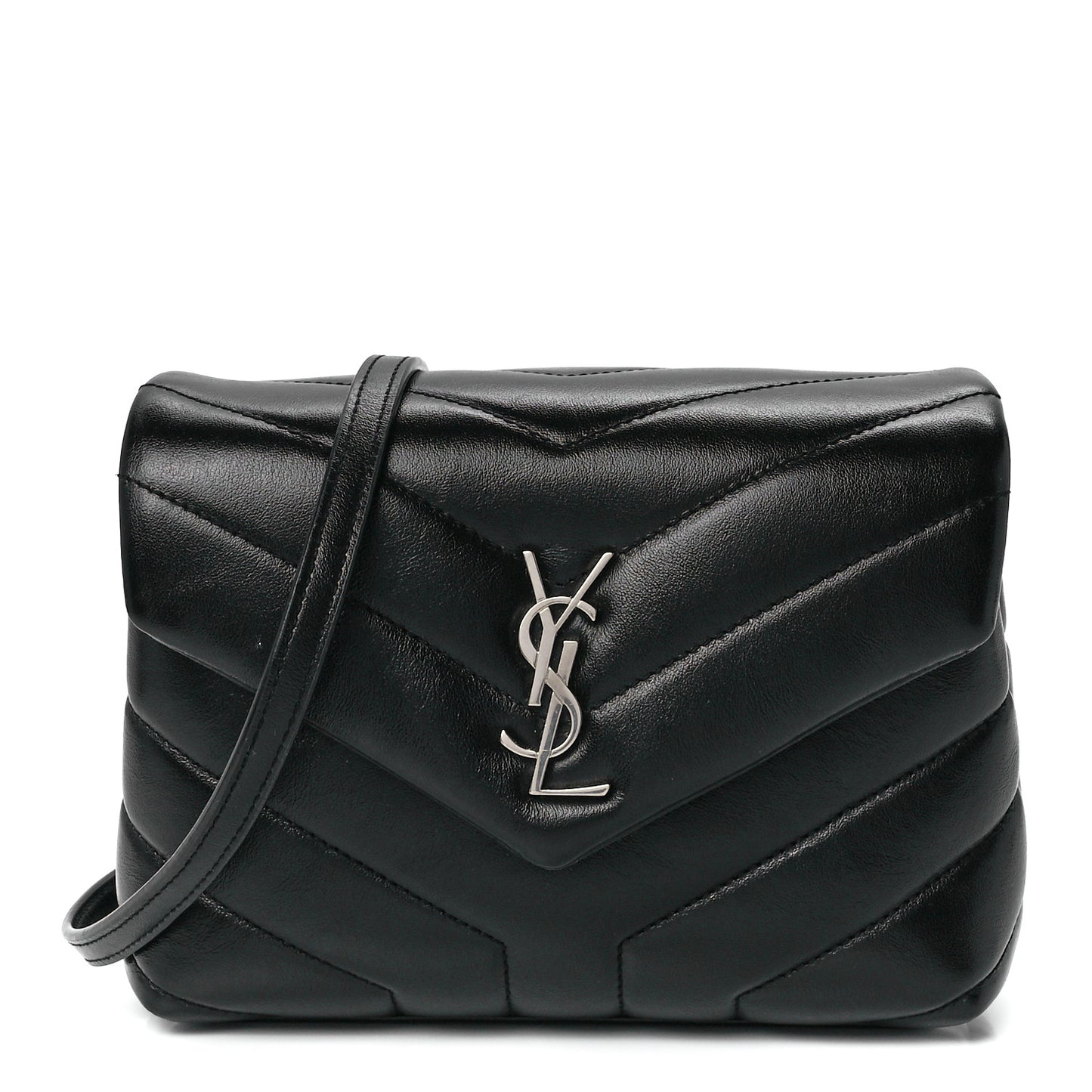 Calfskin Y Quilted Monogram Toy Loulou Crossbody Bag Black