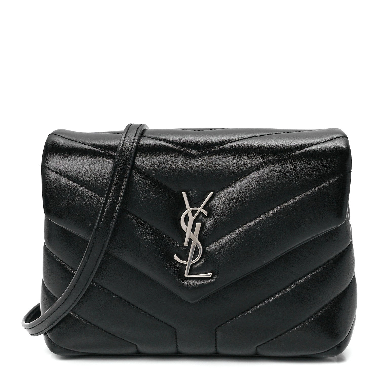 Saint Laurent Calfskin Y Quilted Monogram Toy Loulou Crossbody Bag Black 1 of 12