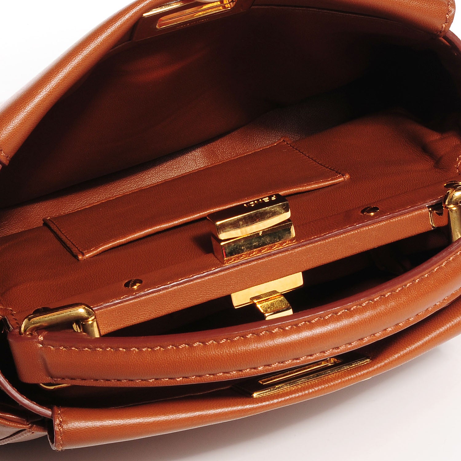 Fendi Nappa Mini Peekaboo Iconic Satchel Corteccia 5 of 10