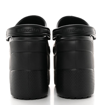 Balenciaga X CROCS Rubber Textured Spiked Womens Platform Sandals 37 Black 5 of 12