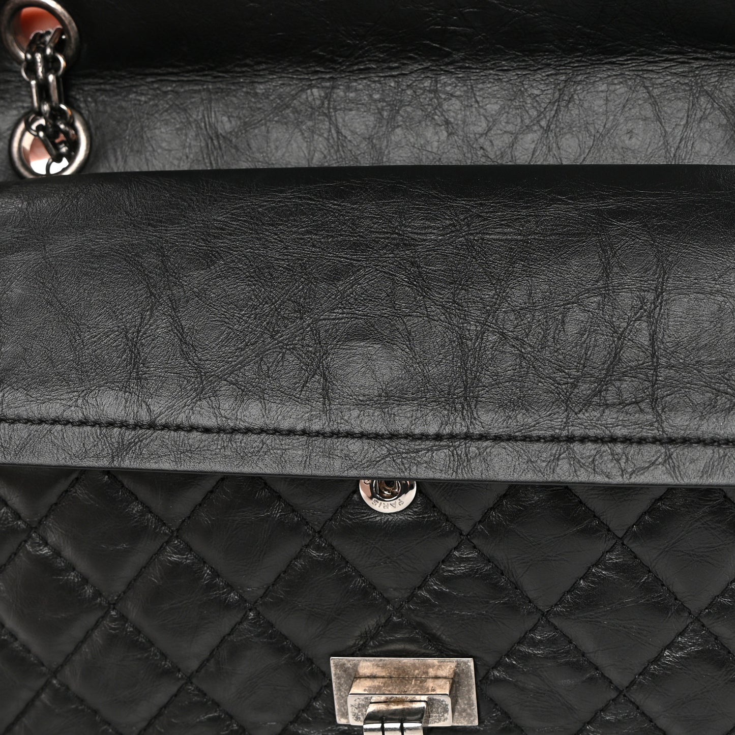 Aged Calfskin Quilted 2.55 Reissue 225 Flap Black
