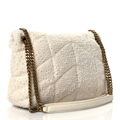 Saint Laurent Boucle Tweed Quilted Small Loulou Puffer Monogram Chain Satchel Crema Soft 3 of 9