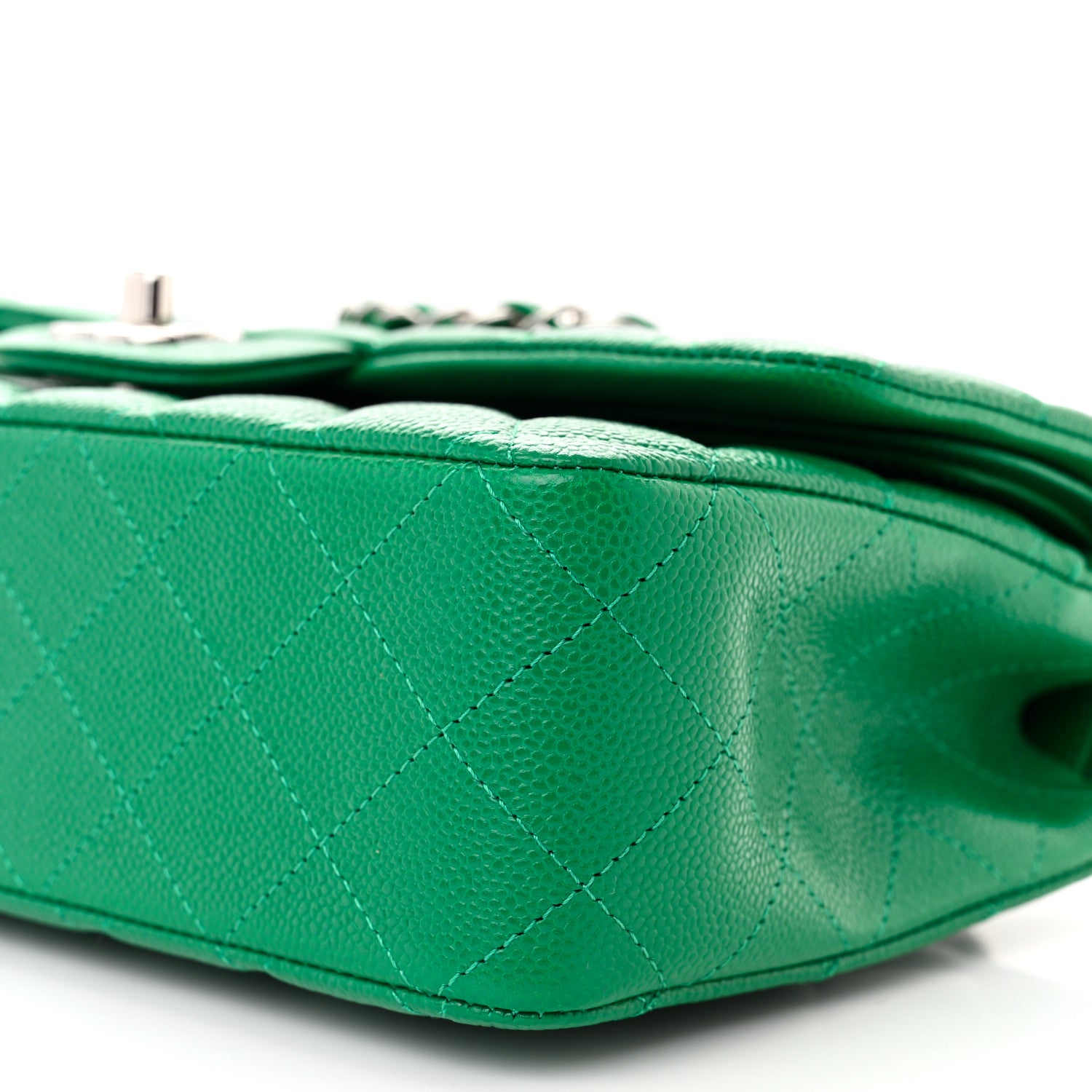 Chanel Caviar Quilted Medium Double Flap Green 10 of 13