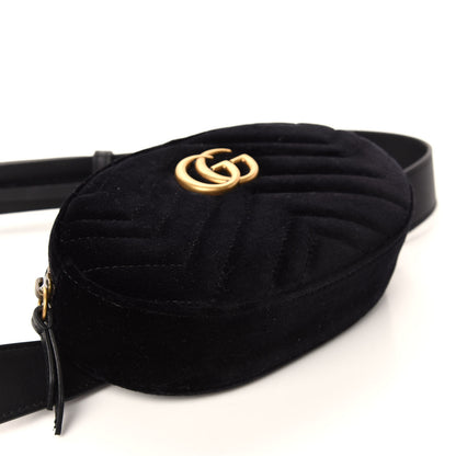 Gucci Velvet Matelasse GG Marmont Belt Bag 95 38 Black 4 of 10