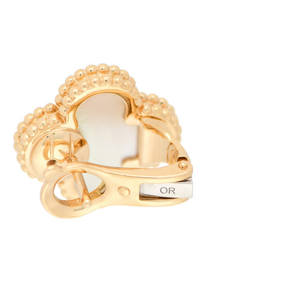Van Cleef & Arpels 18K Yellow Gold Mother of Pearl Vintage Alhambra Earrings 3 of 6