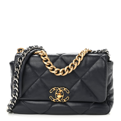 Chanel Lambskin Quilted Medium Chanel 19 Flap Navy Blue 1 of 10