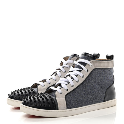 Christian Louboutin Calfskin Veau Velours Denim Lou Spikes Flat Sneakers 46 Blue 3 of 9