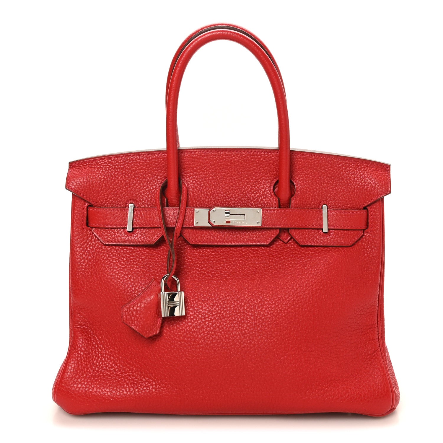 Hermes Taurillon Clemence Birkin 30 Rouge Casaque 1 of 10